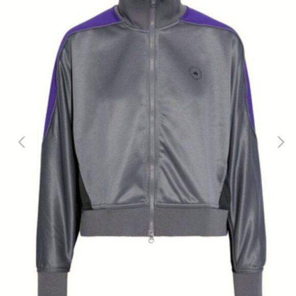 Adidas by Stella McCartney Printed fleece track jacket steel grey L - Picture 1 of 7